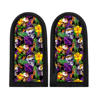 Purple Tropical Skull Pattern Print Skillet Handle Cover