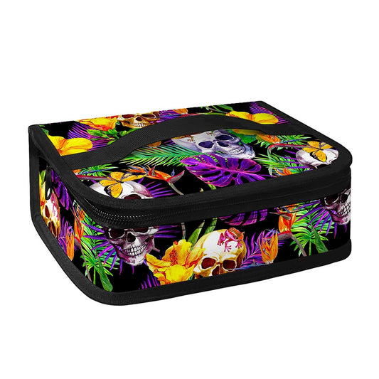 Purple Tropical Skull Pattern Print Small Lunch Bag