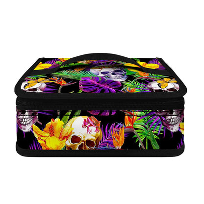 Purple Tropical Skull Pattern Print Small Lunch Bag