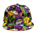 Purple Tropical Skull Pattern Print Snapback Cap