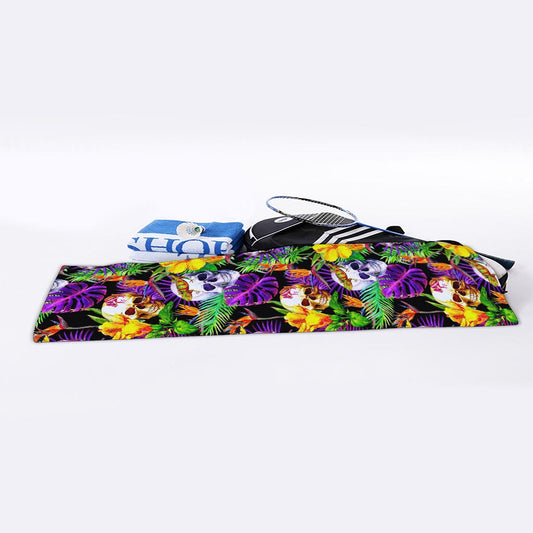 Purple Tropical Skull Pattern Print Sports Towel
