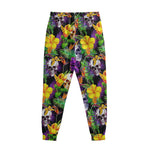 Purple Tropical Skull Pattern Print Sweatpants