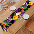 Purple Tropical Skull Pattern Print Table Runner