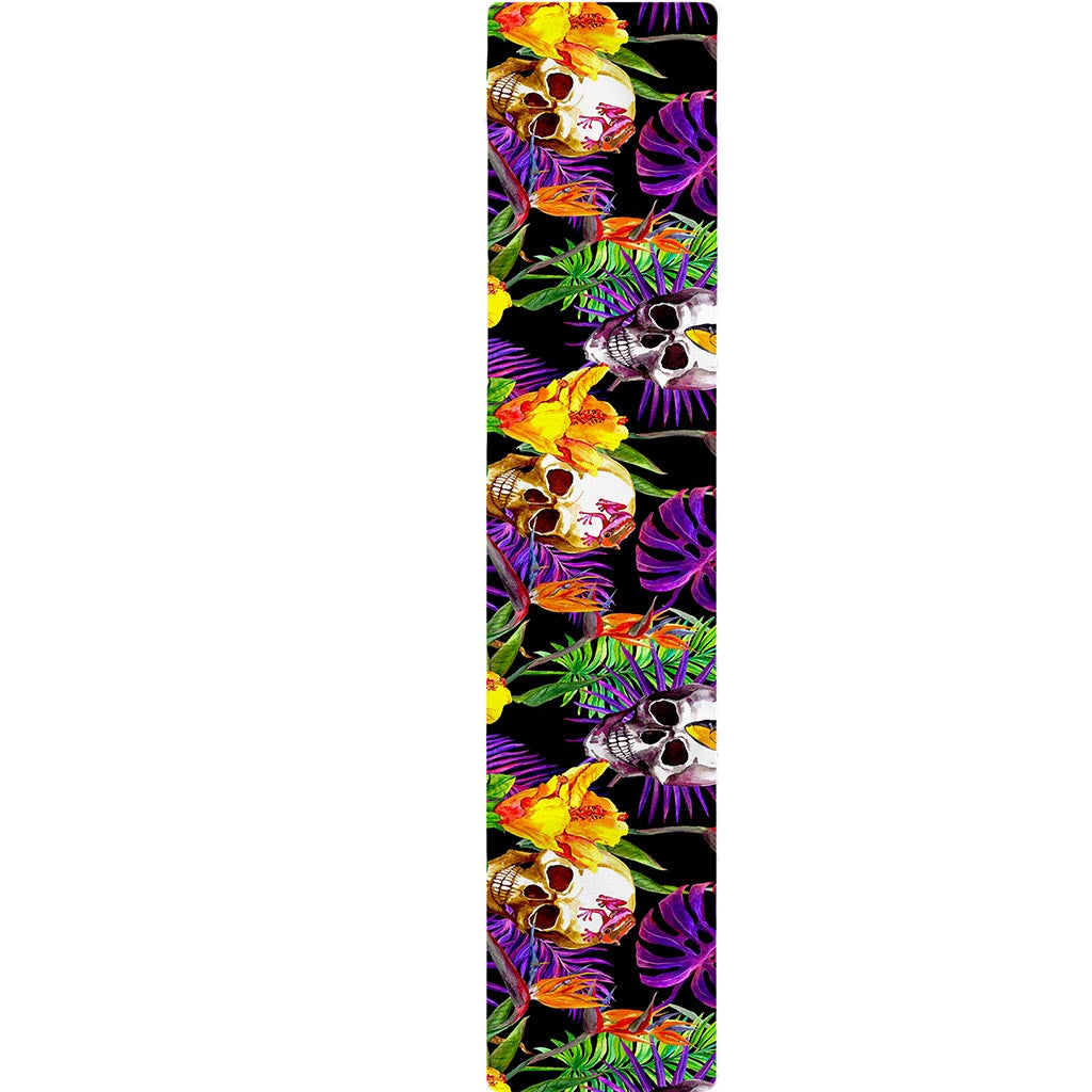 Purple Tropical Skull Pattern Print Table Runner