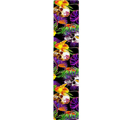 Purple Tropical Skull Pattern Print Table Runner