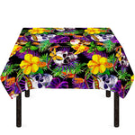 Purple Tropical Skull Pattern Print Tablecloth
