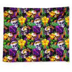 Purple Tropical Skull Pattern Print Tapestry