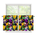 Purple Tropical Skull Pattern Print Tier Curtains