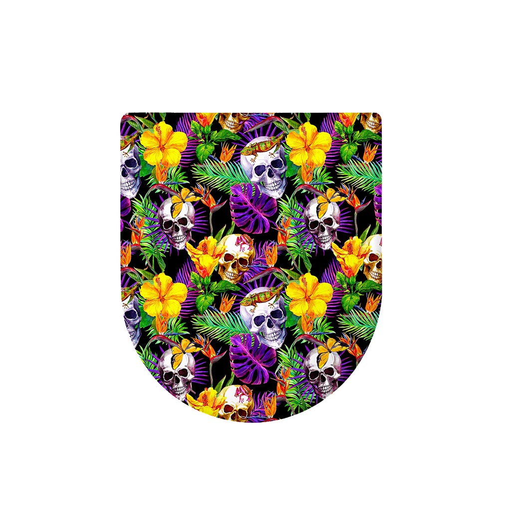 Purple Tropical Skull Pattern Print Toilet Lid Cover