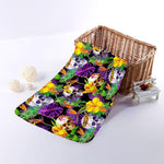 Purple Tropical Skull Pattern Print Towel