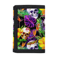 Purple Tropical Skull Pattern Print Trifold Wallet