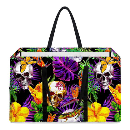 Purple Tropical Skull Pattern Print Utility Tote Bag