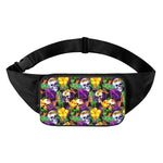 Purple Tropical Skull Pattern Print Waist Bag