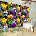 Purple Tropical Skull Pattern Print Wall Sticker