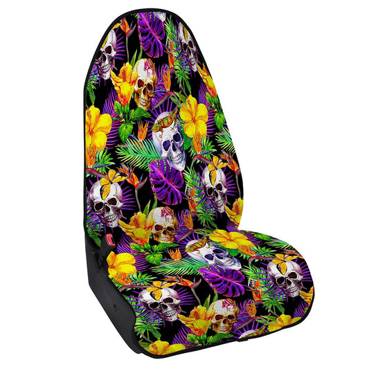Purple Tropical Skull Pattern Print Waterproof Car Seat Cover