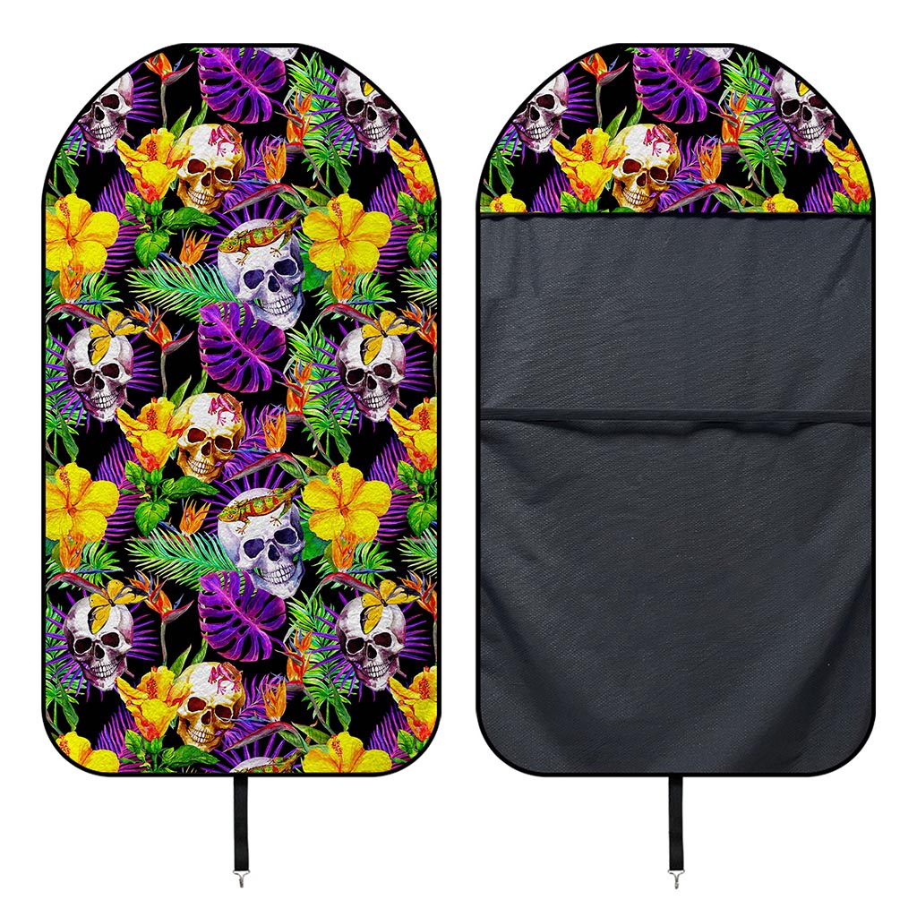 Purple Tropical Skull Pattern Print Waterproof Car Seat Cover