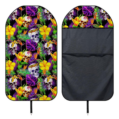 Purple Tropical Skull Pattern Print Waterproof Car Seat Cover