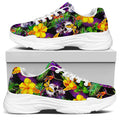 Purple Tropical Skull Pattern Print White Chunky Shoes