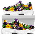 Purple Tropical Skull Pattern Print White Chunky Shoes