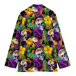 Purple Tropical Skull Pattern Print Women's Cotton Blazer