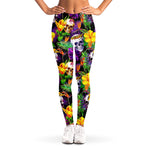 Purple Tropical Skull Pattern Print Women's Leggings