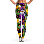Purple Tropical Skull Pattern Print Women's Leggings