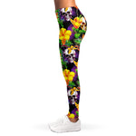 Purple Tropical Skull Pattern Print Women's Leggings