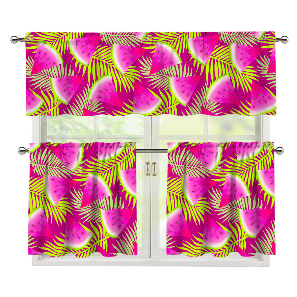 Purple Tropical Watermelon Pattern Print 3 Piece Kitchen Curtains