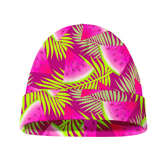 Purple Tropical Watermelon Pattern Print Beanie