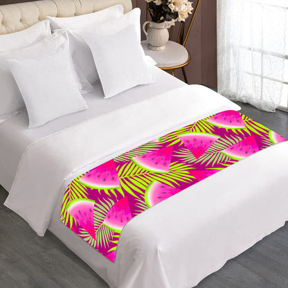 Purple Tropical Watermelon Pattern Print Bed Runner