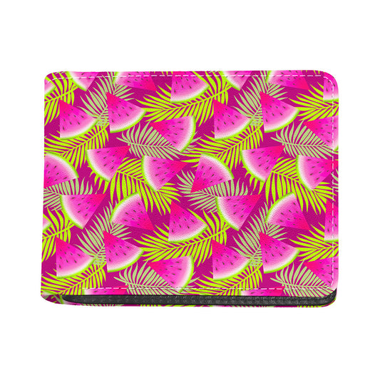 Purple Tropical Watermelon Pattern Print Bifold Wallet