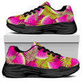 Purple Tropical Watermelon Pattern Print Black Chunky Shoes