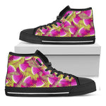 Purple Tropical Watermelon Pattern Print Black High Top Sneakers