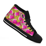 Purple Tropical Watermelon Pattern Print Black High Top Sneakers