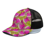 Purple Tropical Watermelon Pattern Print Black Mesh Trucker Cap