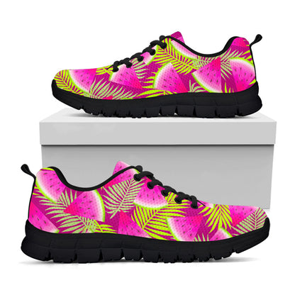 Purple Tropical Watermelon Pattern Print Black Running Shoes