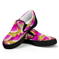 Purple Tropical Watermelon Pattern Print Black Slip On Sneakers