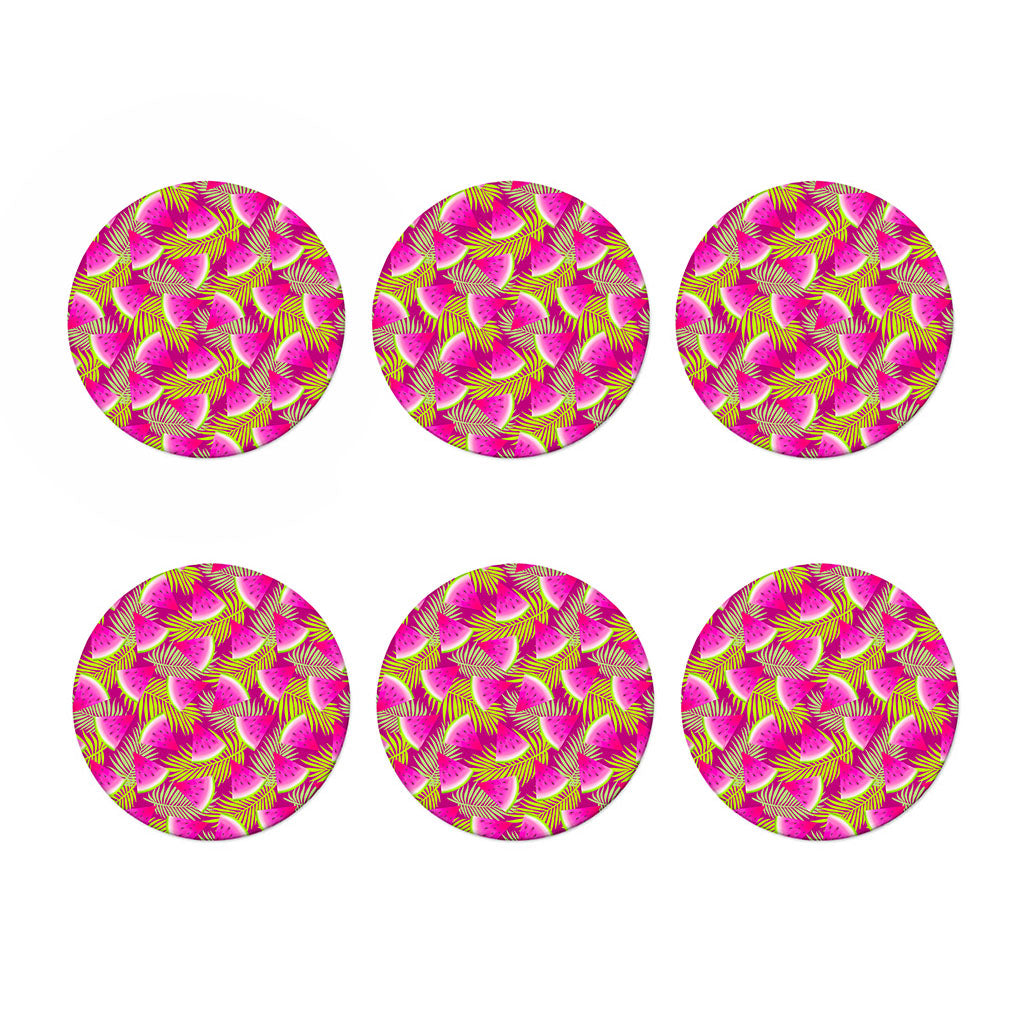 Purple Tropical Watermelon Pattern Print Coaster Set