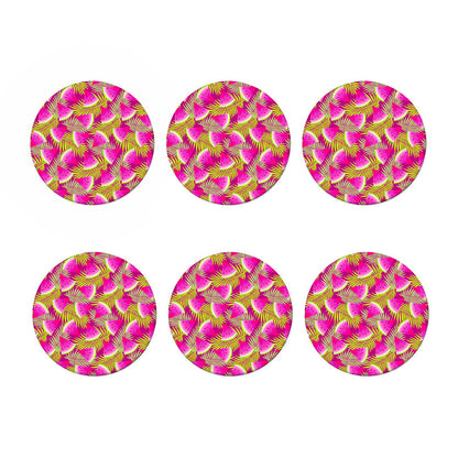 Purple Tropical Watermelon Pattern Print Coaster Set