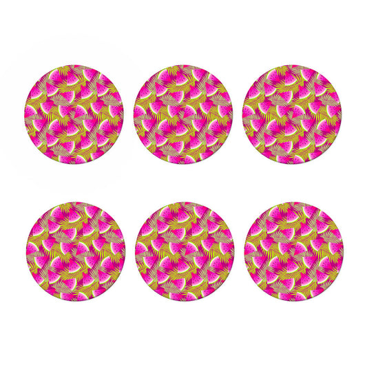 Purple Tropical Watermelon Pattern Print Coaster Set