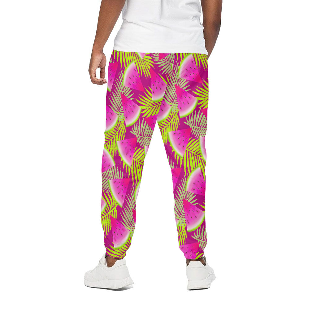 Purple Tropical Watermelon Pattern Print Cotton Pants