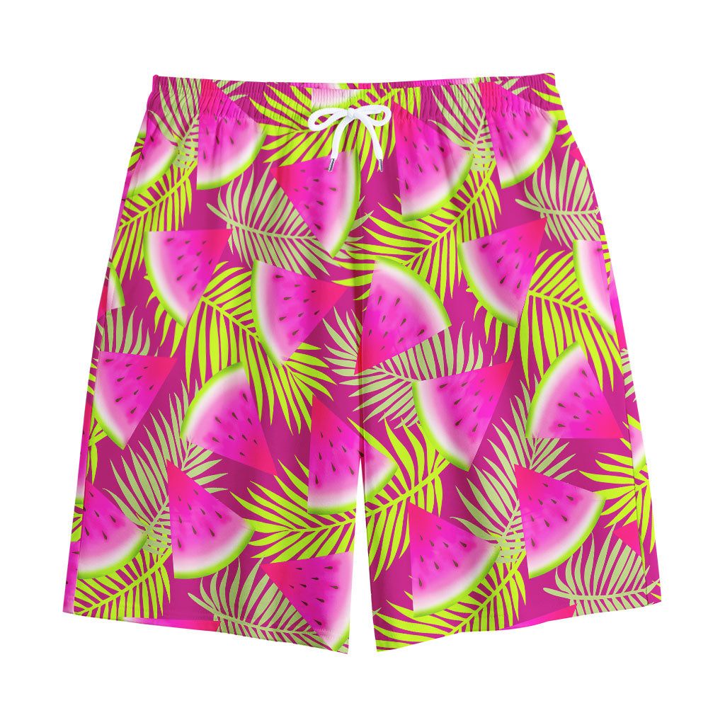 Purple Tropical Watermelon Pattern Print Cotton Shorts