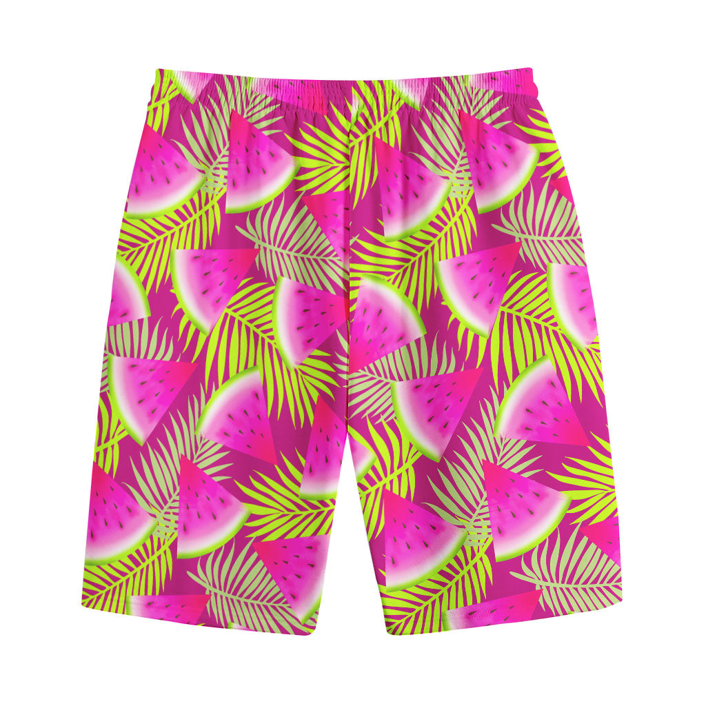 Purple Tropical Watermelon Pattern Print Cotton Shorts