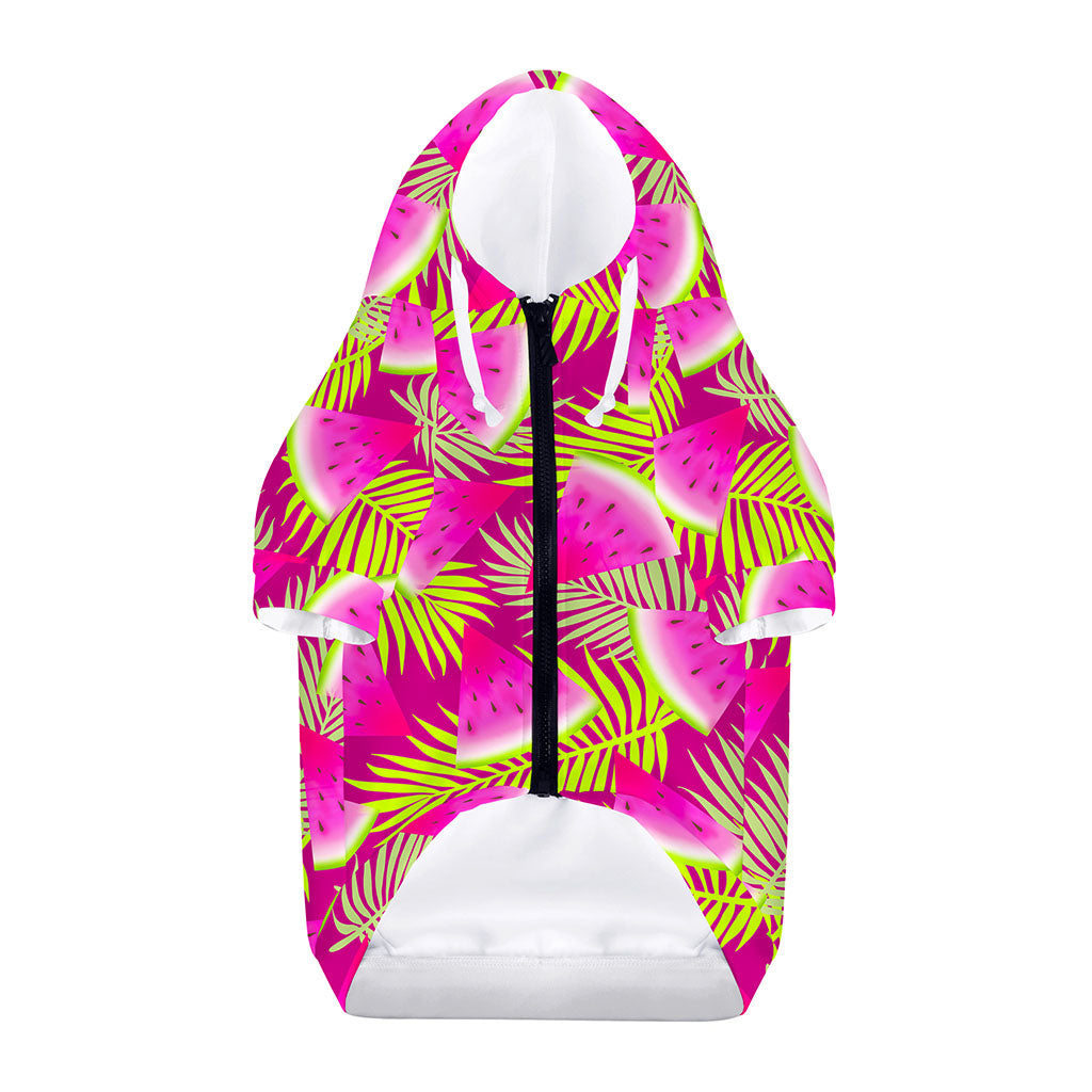 Purple Tropical Watermelon Pattern Print Dog Zip Up Hoodie