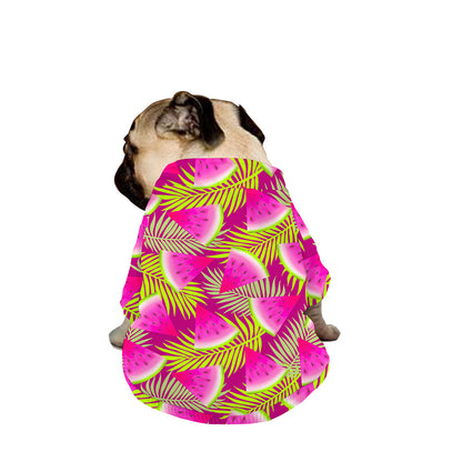 Purple Tropical Watermelon Pattern Print Dog Zip Up Jacket