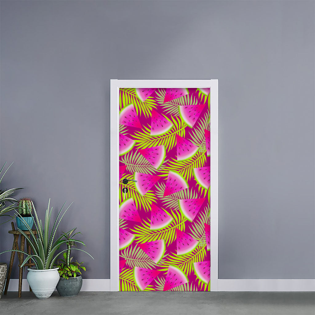 Purple Tropical Watermelon Pattern Print Door Sticker