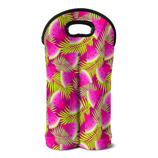 Purple Tropical Watermelon Pattern Print Double Neoprene Wine Tote