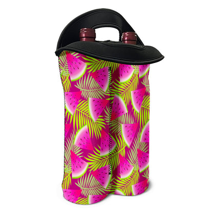 Purple Tropical Watermelon Pattern Print Double Neoprene Wine Tote