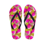 Purple Tropical Watermelon Pattern Print Flip Flops