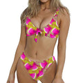Purple Tropical Watermelon Pattern Print Front Bow Tie Bikini